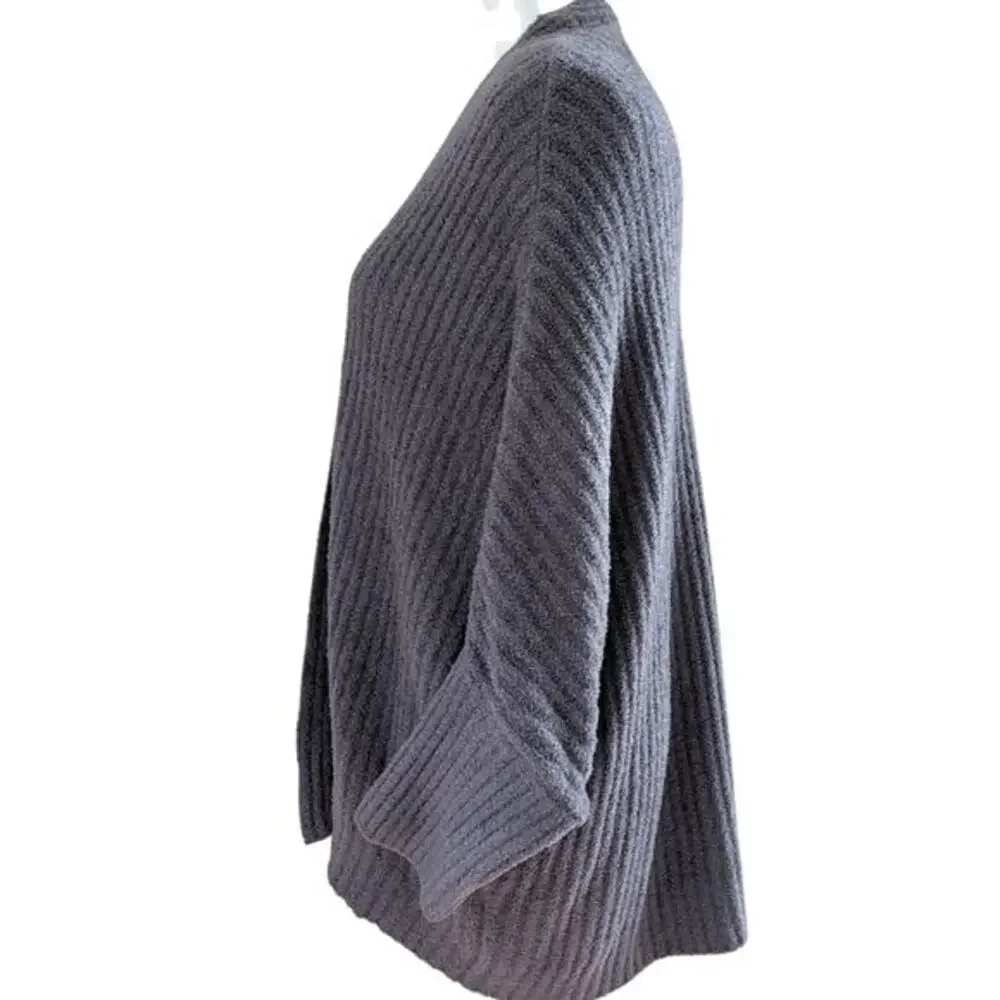 BAREFOOT DREAMS Open Front Cardigan Sweater Cozychic Lite Purple/Gray Cozy L/XL